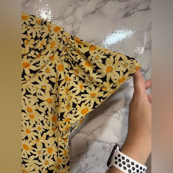 NEW TOPSHOP Yellow Daisy Grandad Midi Shirt Dress Floral Yellow Dress Size 2 - Picture 5 of 12